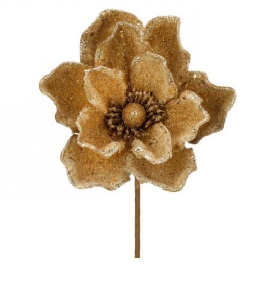 Gold micro beaded magnolia stem accent measuring 24 inches long.