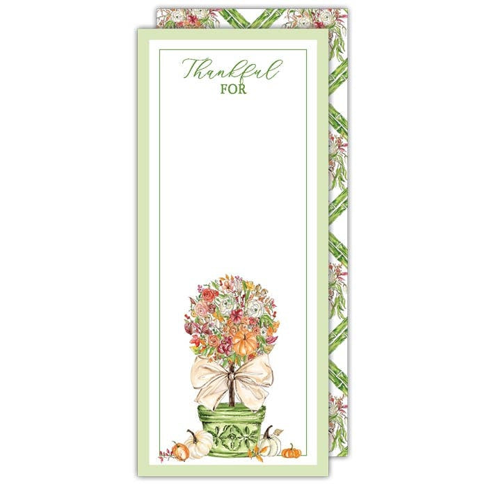 Handpainted autumn topiary thank you card with a bow