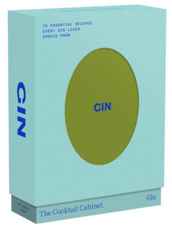 The Cocktail Cabinet Gin card deck featuring mid-century illustrations with gin cocktail recipes.