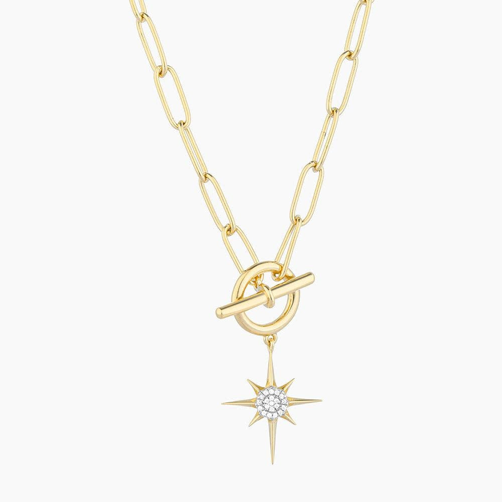 Diamond North Star pendant necklace on a silver chain with celestial-inspired star design