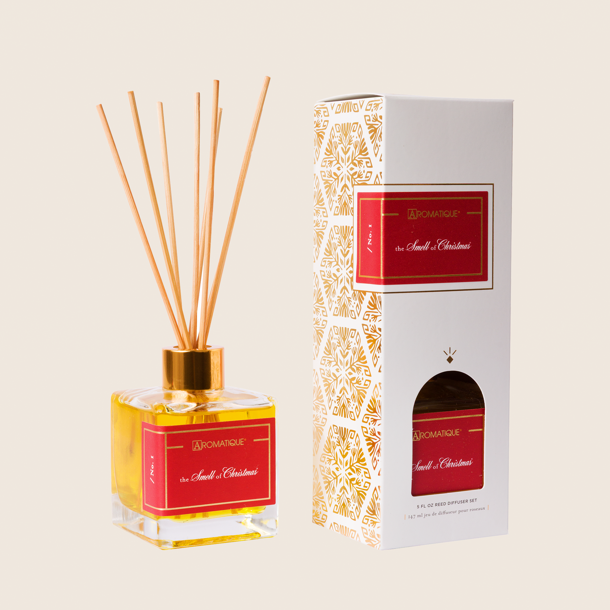Textured glass bottle reed diffuser with warm Christmas scent