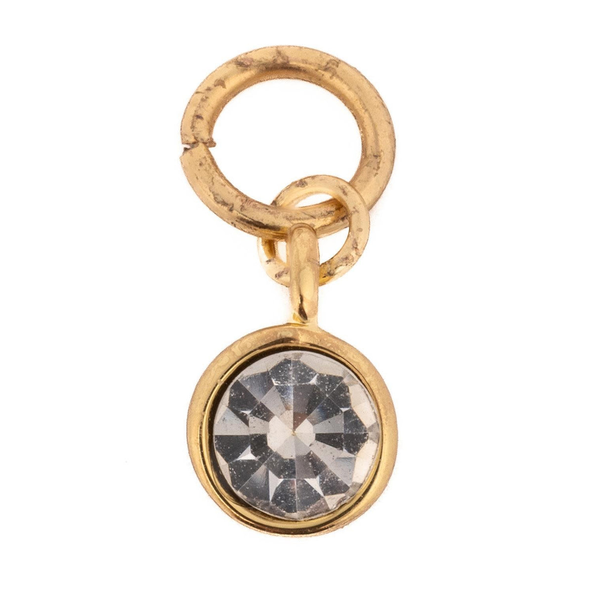 Thea Charm Birthstone necklace featuring an April birthstone pendant in silver-tone metal with a polished finish.