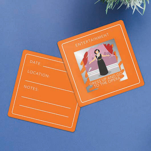 Packaging for the Things To Do Before Your 40 Card game featuring a white box with colorful card illustrations.