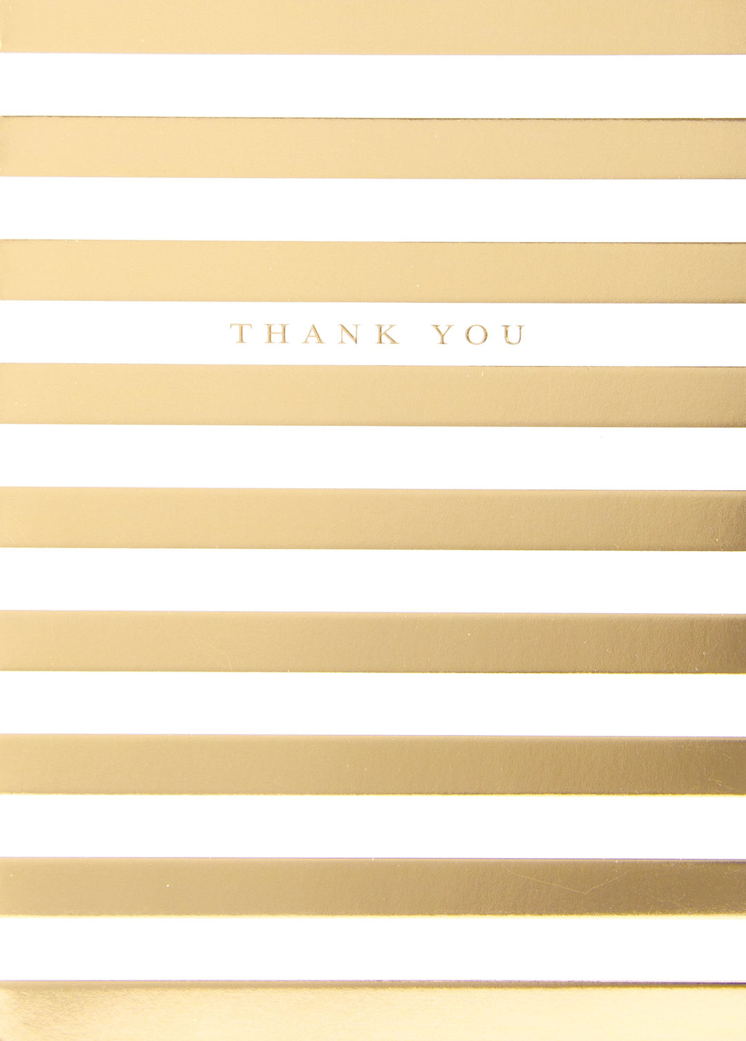 Gold foil striped greeting card with 'Your kindness means so much' text on a white background.