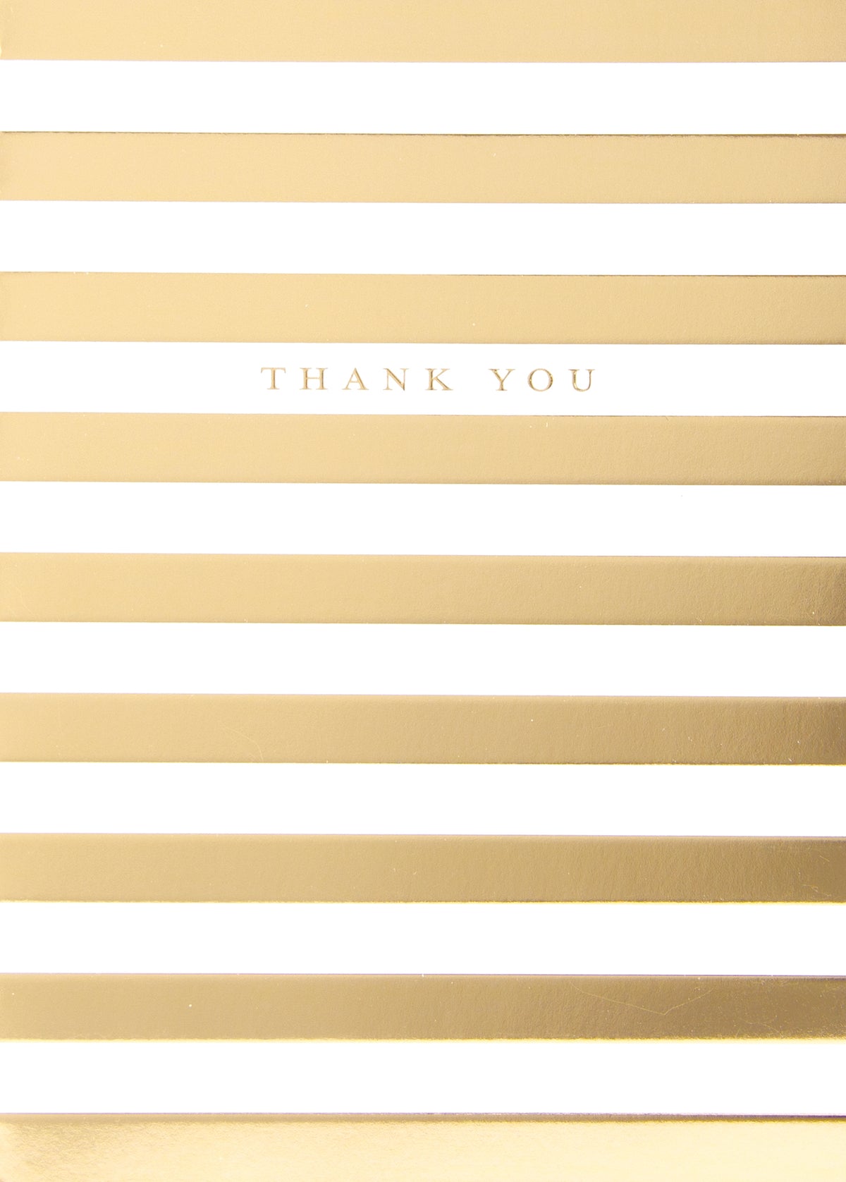 Gold foil striped greeting card with 'Your kindness means so much' text on a white background.
