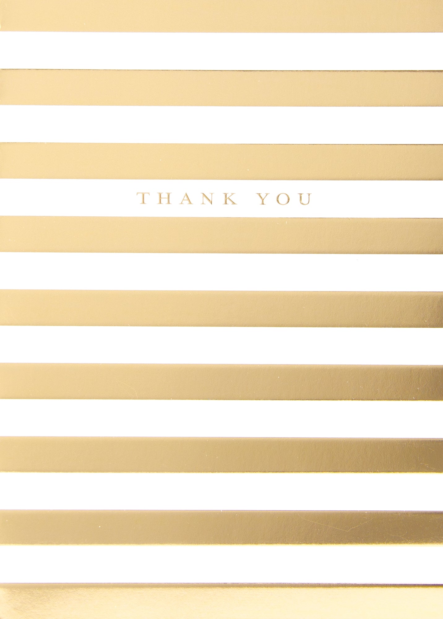 Gold foil striped greeting card with 'Your kindness means so much' text on a white background.