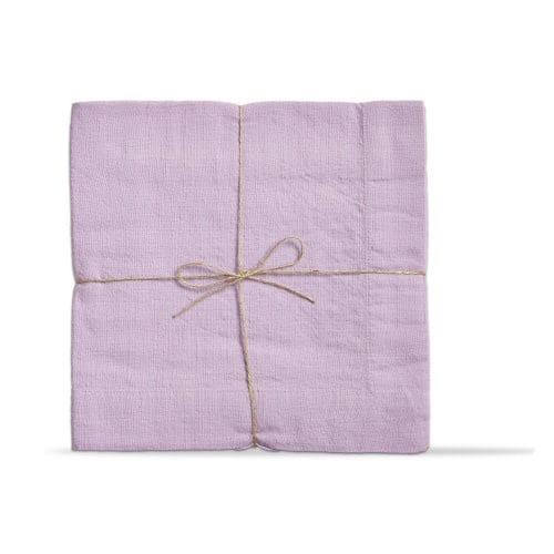 Set of lavender slub napkins with a textured fabric finish.