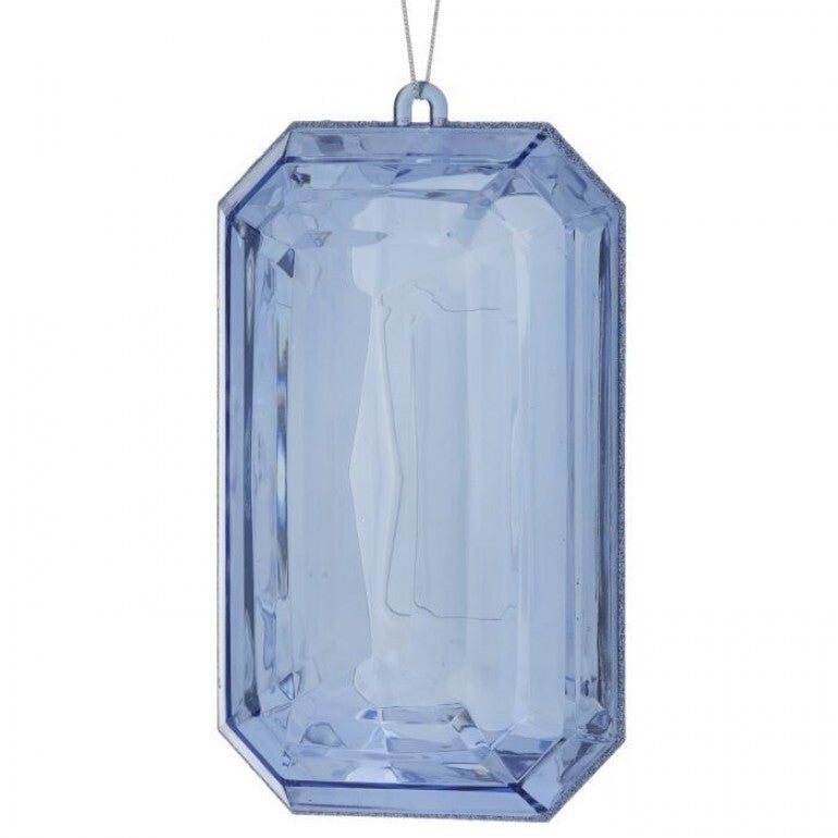Nine-inch acrylic ornament with an emerald cut faceted shape in deep green.