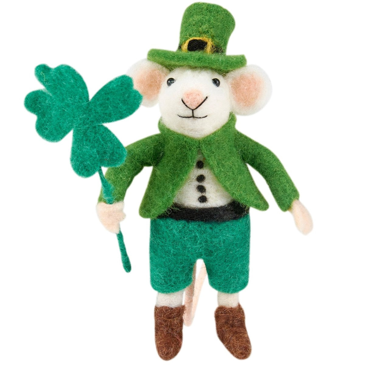 St. Patrick's Day felt mouse critter home accent in green with gold accents