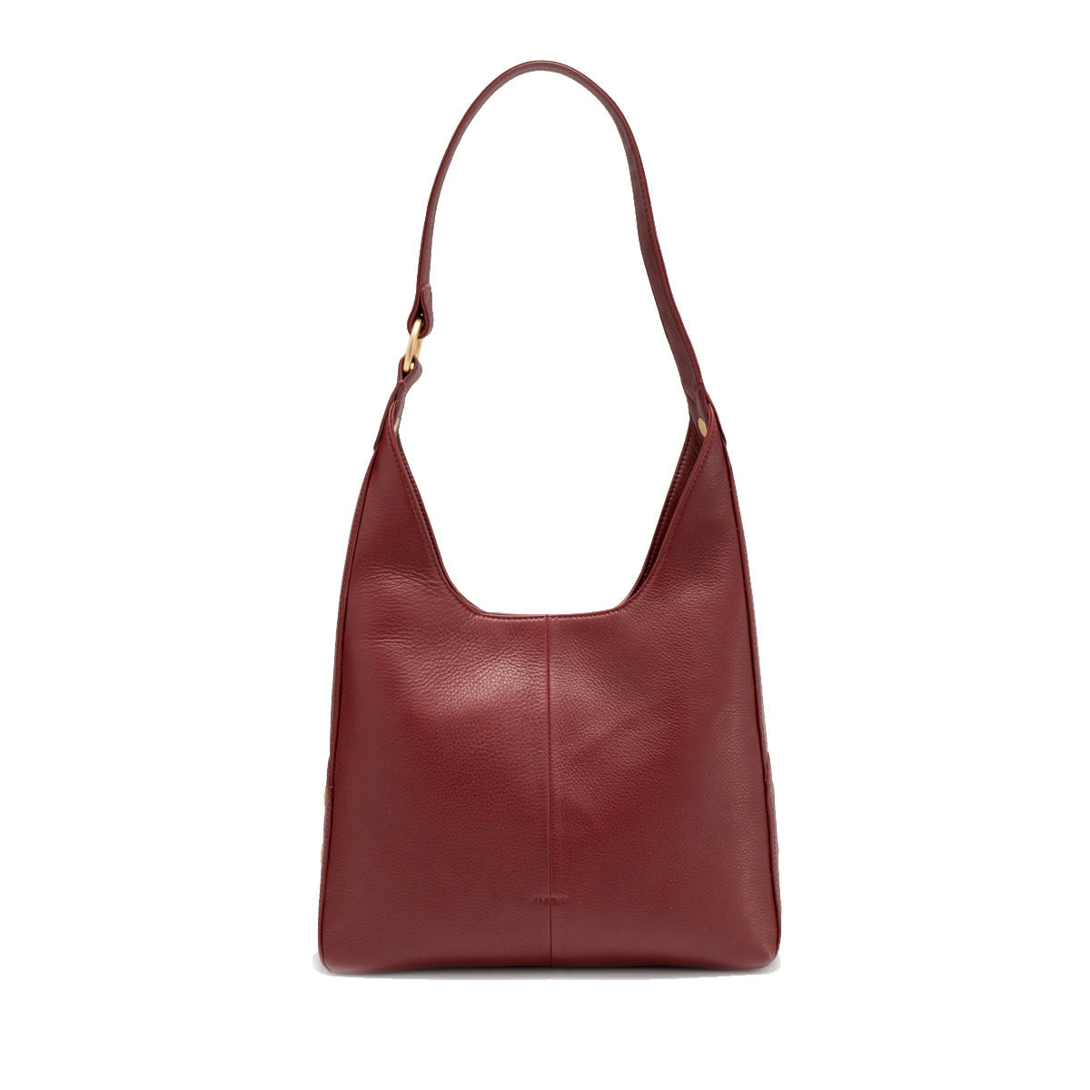 Medium shoulder bag in cherrywood pebble leather with brushed gold hardware