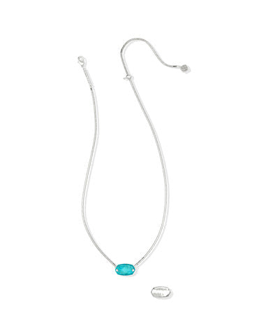 Elisa Riveted Short Pendant Necklace in silver with a reversible turquoise stone pendant.