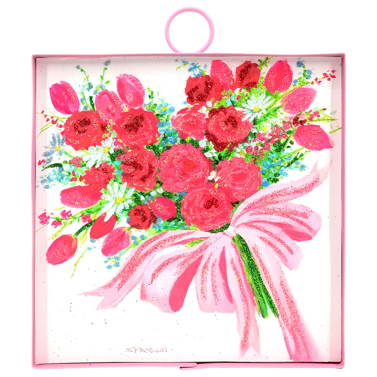 Mini Gallery Rose Heart Bouquet with a hanging function.