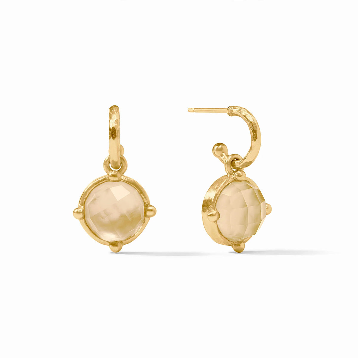Honeybee Hoop & Charm Earring in gold-tone metal with a small bee charm and pearl accent