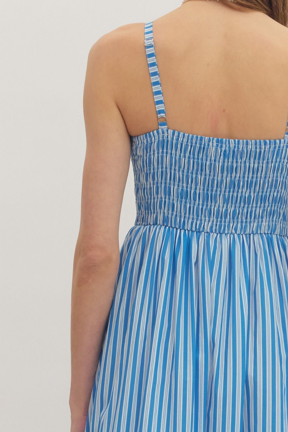 Kenzie Solid Striped Sleeveless Midi Dress