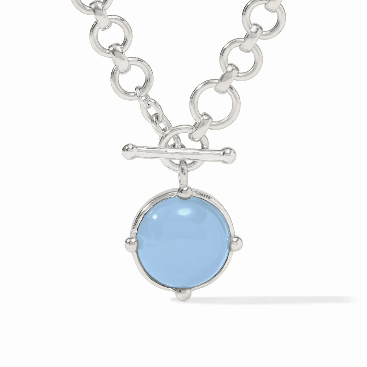 Honeybee Demi Necklace featuring a rose cut stone with beads on one side and a bas relief bee design.