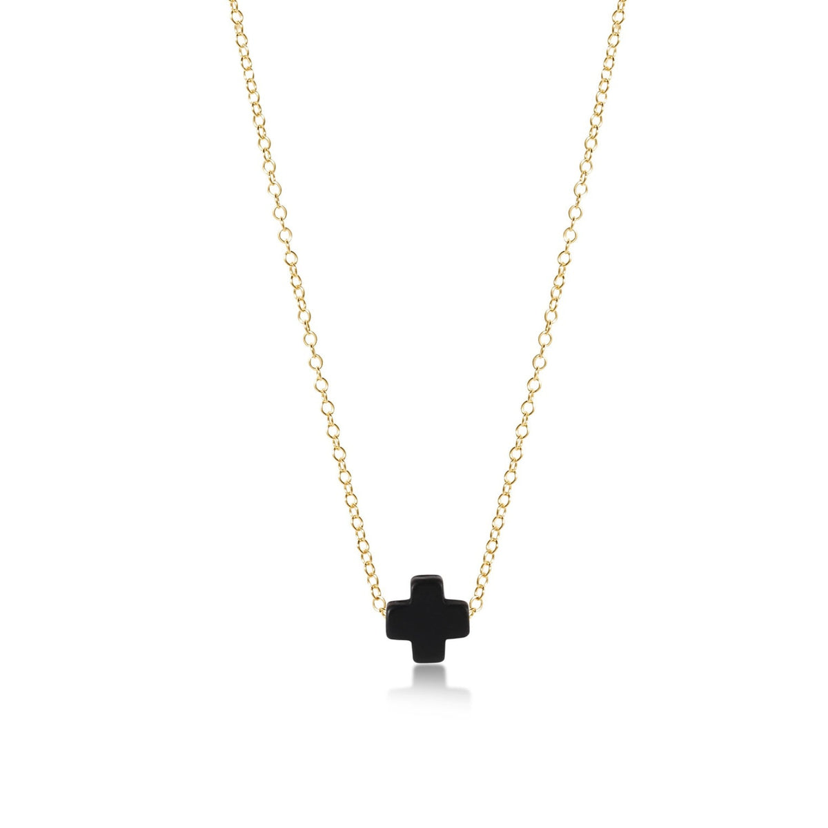 Gold-filled 16-inch chain necklace featuring a signature cross pendant.