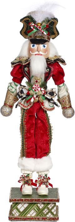 23.5-inch Royal Nutcracker figure in a red and gold outfit with candy cane accents on a green base.