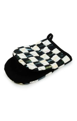 Mini checkered cotton oven mitt with polyester filling