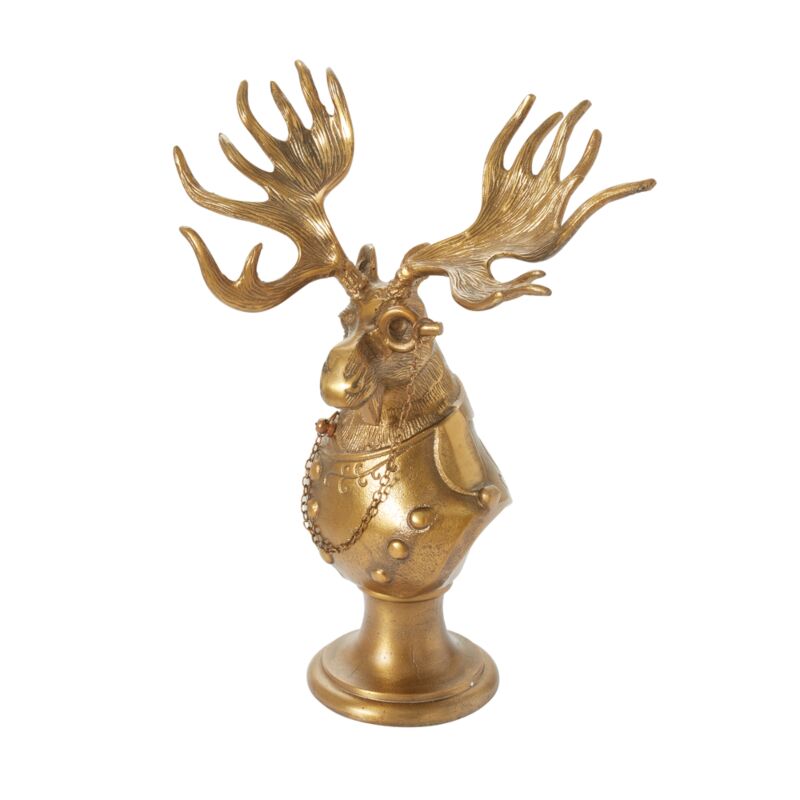 Metal bust sculpture with a smooth, polished finish.