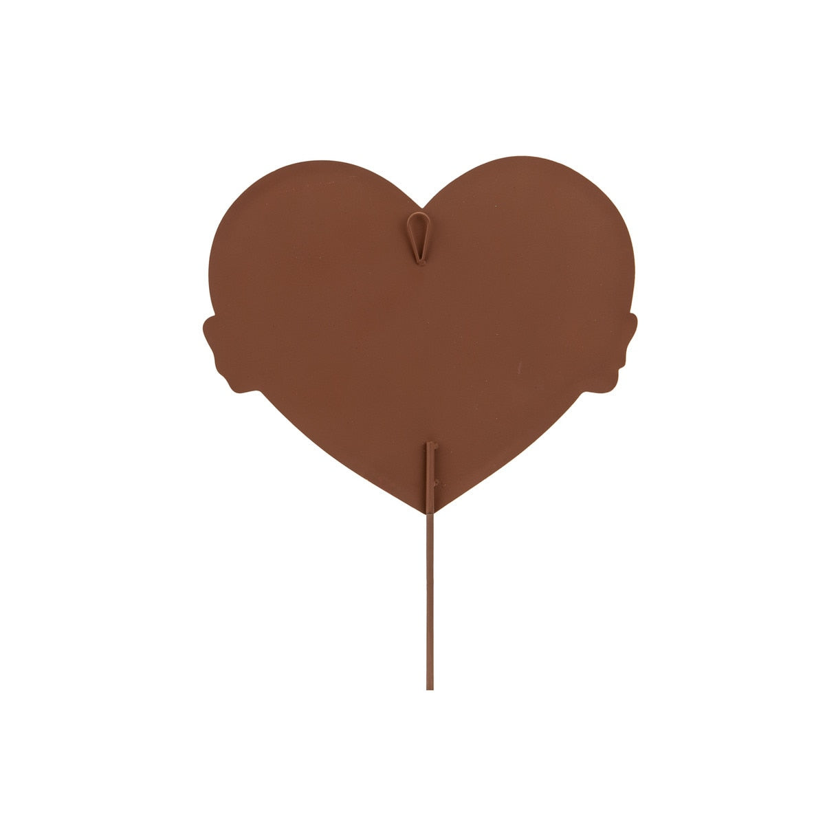 Medium stake featuring a white polka dot heart on black background