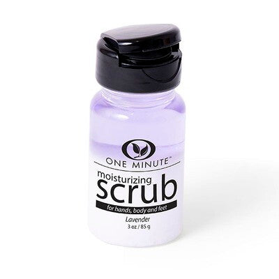 3oz Moisturizing Salt Scrub in a clear jar with white salt crystals and oil.