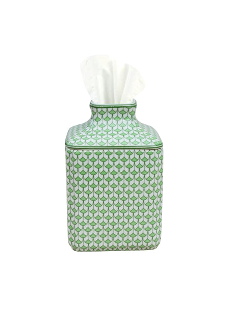 White porcelain square tissue box with clean lines.