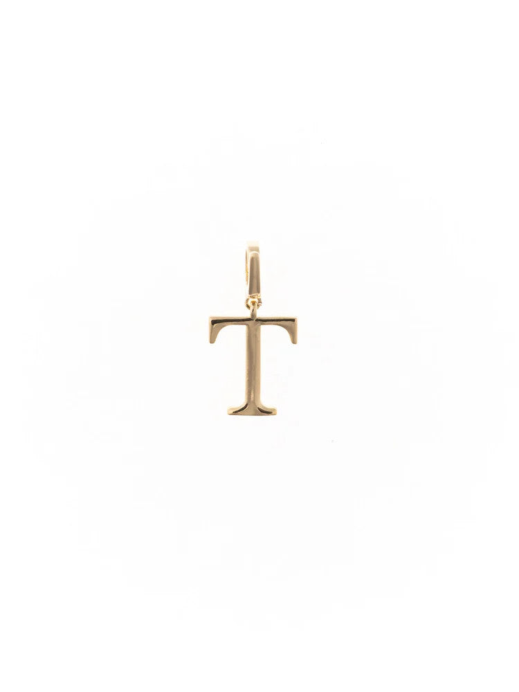 18k gold plated Greek letter Tau charm with a clasp for a chain.