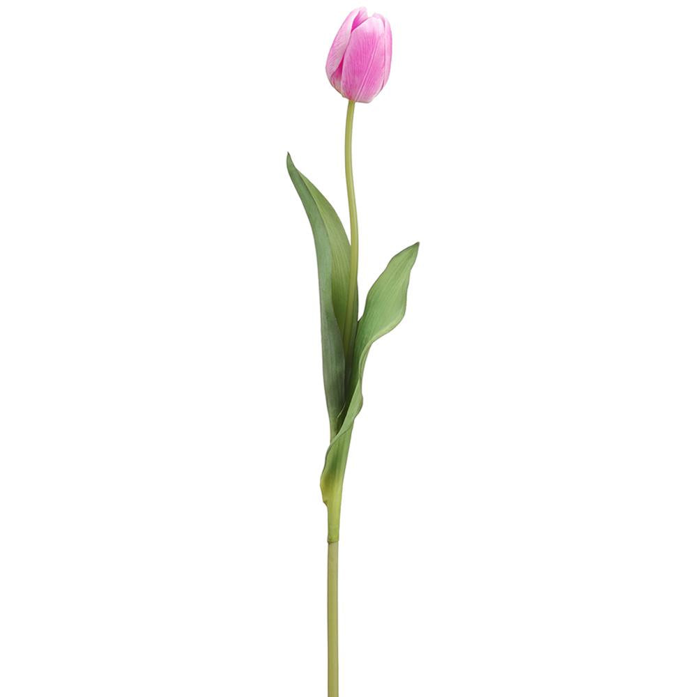 Artificial tulip bud spray with a natural green stem arrangement.