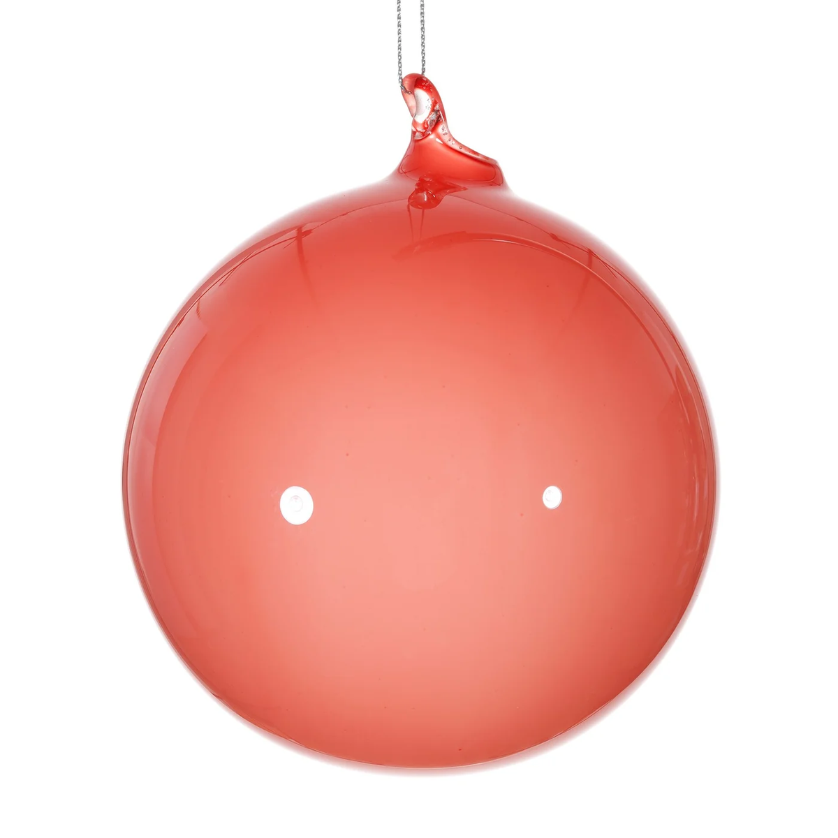 120mm pomegranate red bubblegum glass ball ornament with a high-gloss finish and hanging loop.