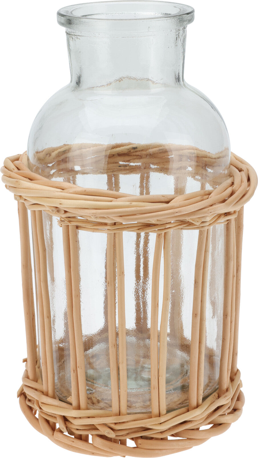 Glass bottle deco with a clear cylindrical shape.