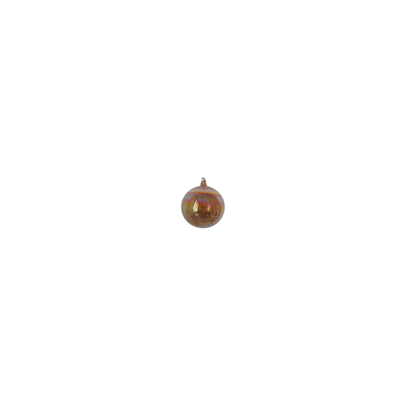 120mm iridescent brown clear glass ball ornament with a hanging loop.