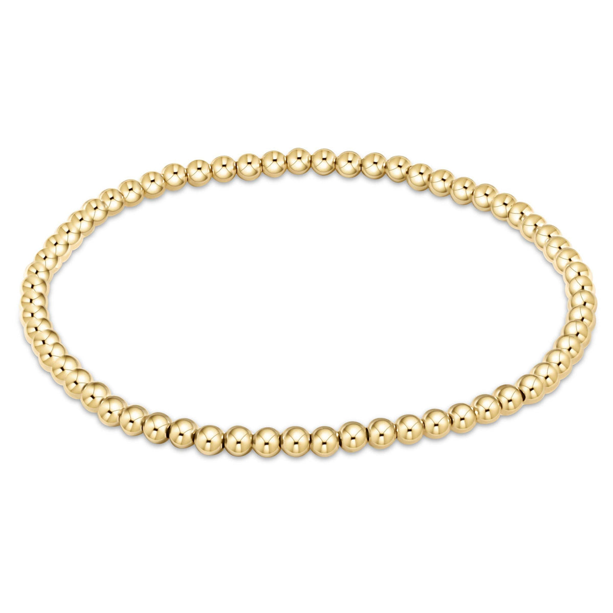 Classic gold bead bracelet featuring 3mm 14kt gold-filled beads in a continuous circular design.