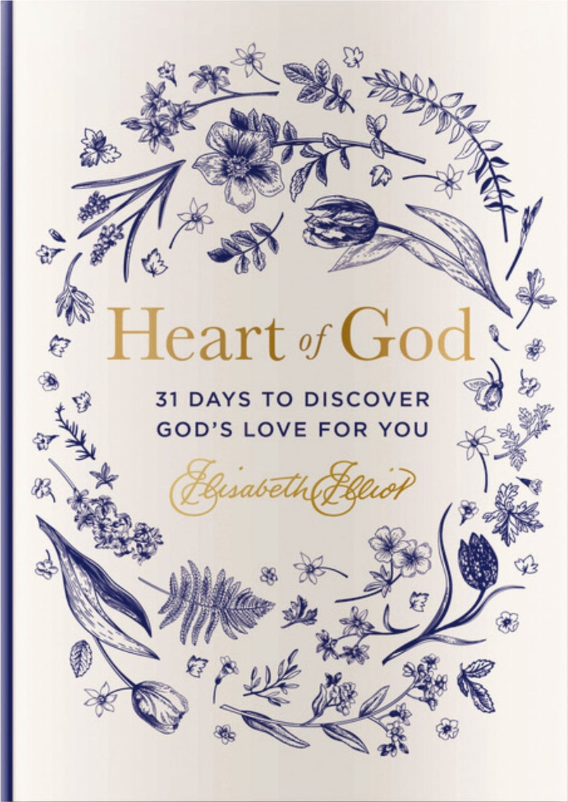 Heart of God devotional book with cream cover featuring gold foil title text.