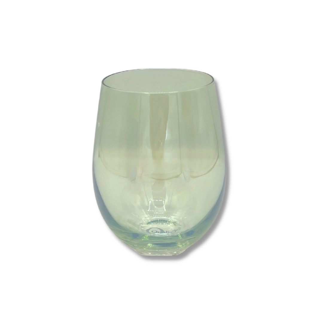 Carnival stemless wine goblet glass in clear material with a classic bowl silhouette and wide rim.