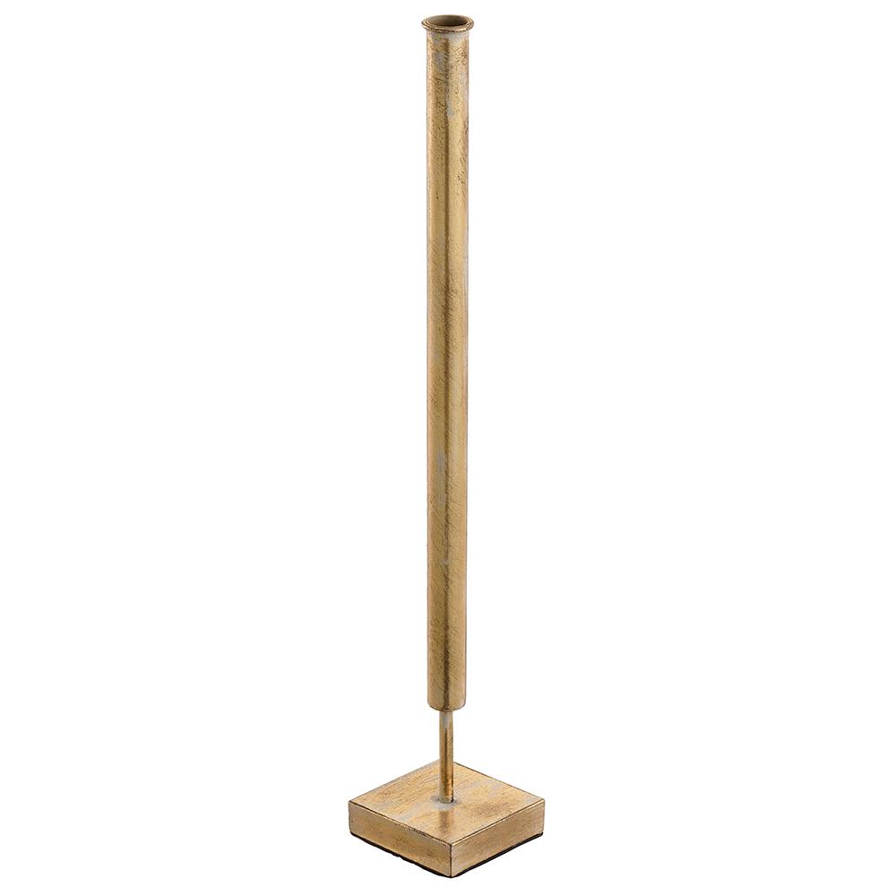 23.5-inch antique gold metal tube holder with a square base plate.