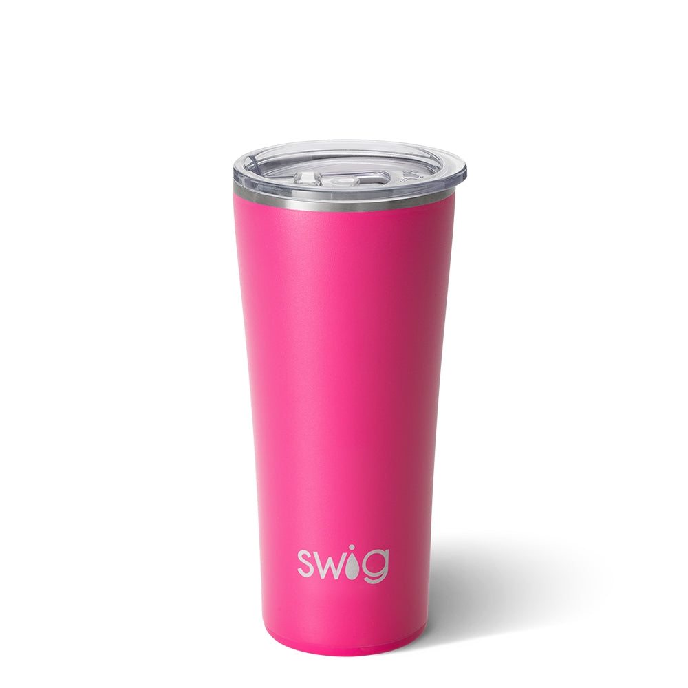 Matte black 22oz stainless steel tumbler with silicone base and removable slider lid