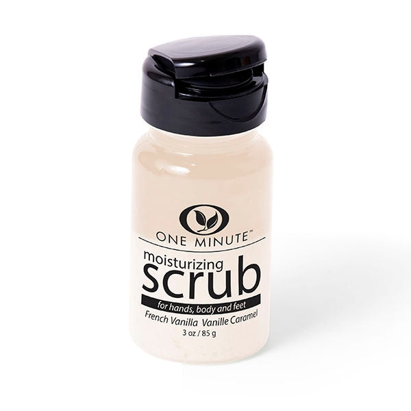 3oz Moisturizing Salt Scrub in a clear jar with visible pink salt crystals and oil.