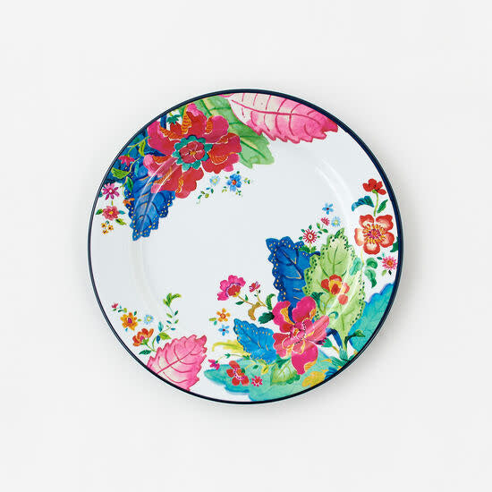 Tobacco Leaf enamel plate with vibrant floral accents in melamine material.