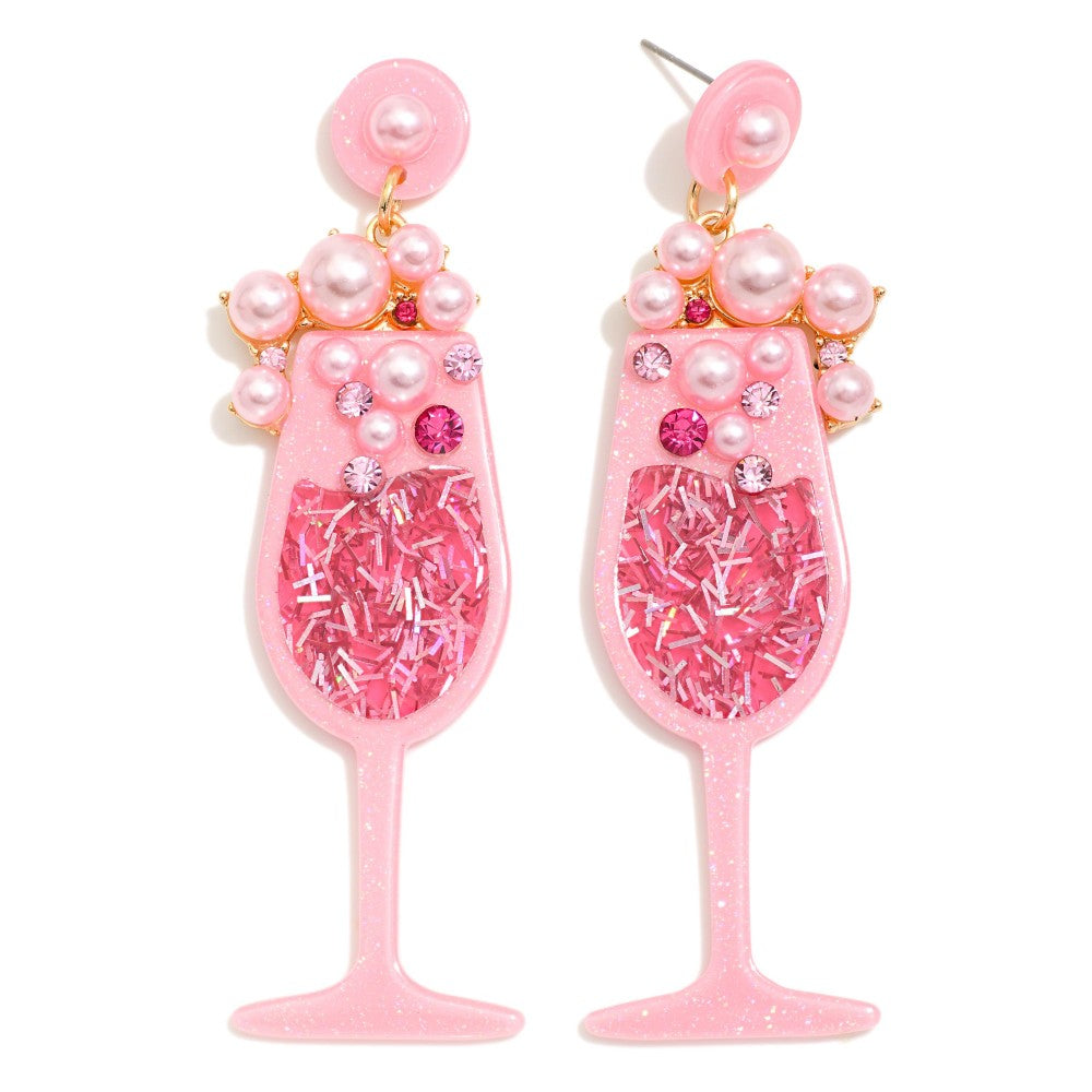 Acetate Champagne Glass Drop Earrings