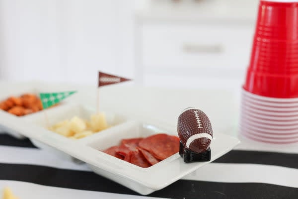 Touchdown mini tailgate accessory in red with white text