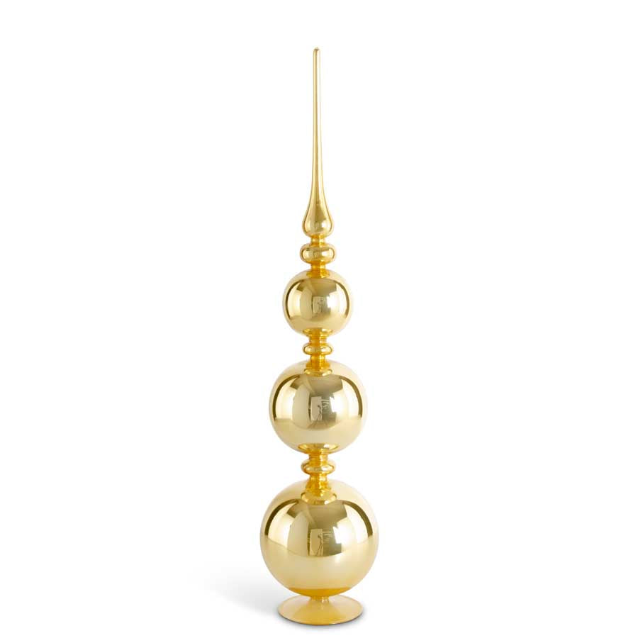 Gold glass finial with a sleek cylindrical shape.