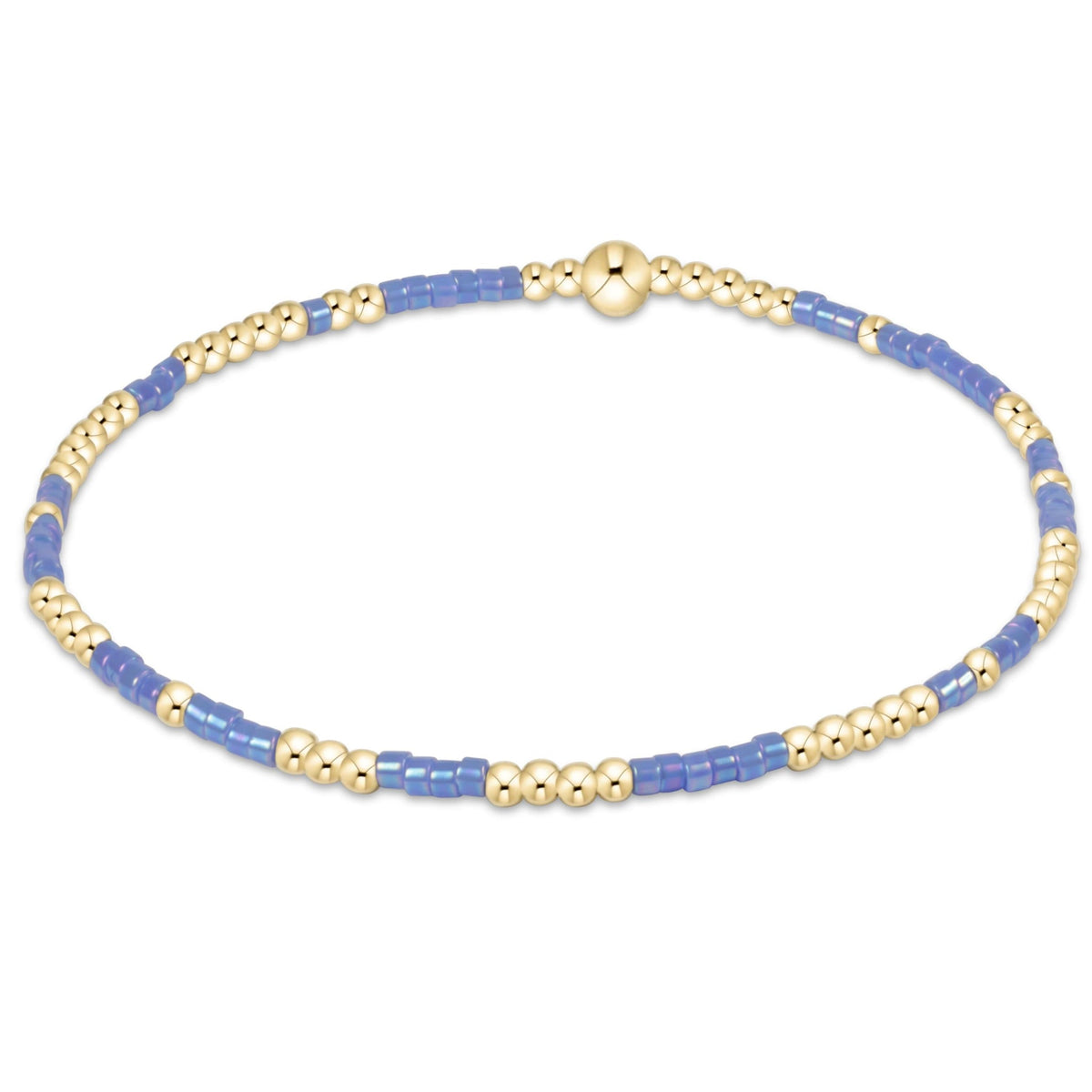 Hope Unwritten bracelet featuring mixed seed beads in various colors with gold-filled accents on elastic cord.