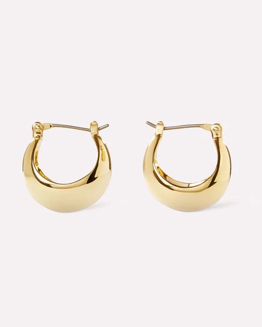 Abby gold hoop earrings with a circular silhouette in polished yellow gold on brass.