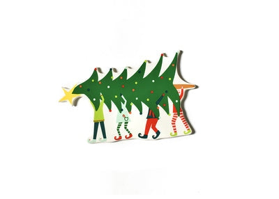 Very Merry Christmas Carry Small Attachment featuring four elves carrying a decorated tree.