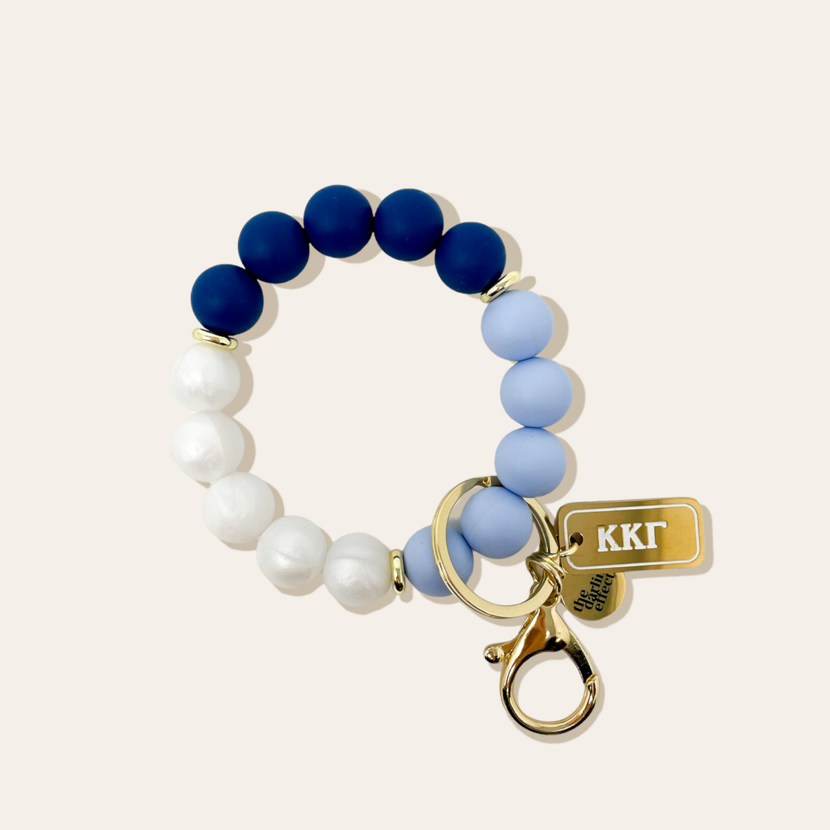 Black Sorority Hands-Free Keychain Wristlet with gold-tone hardware