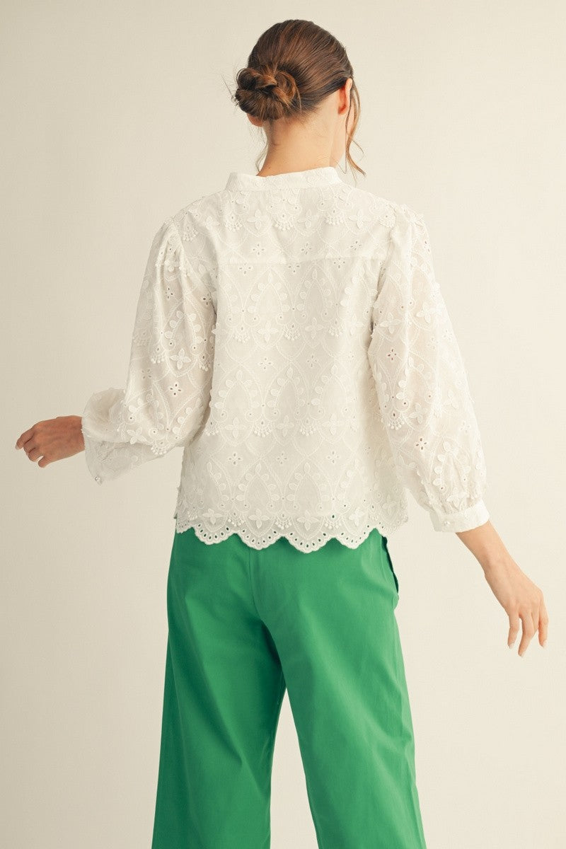 Ariana Scallop Hem 3D Lace Top