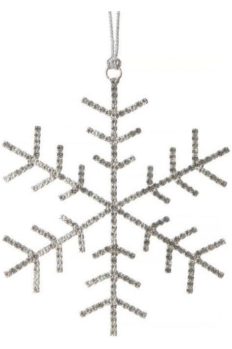 Petite snowflake ornament with a jewel-like finish in silver tone.
