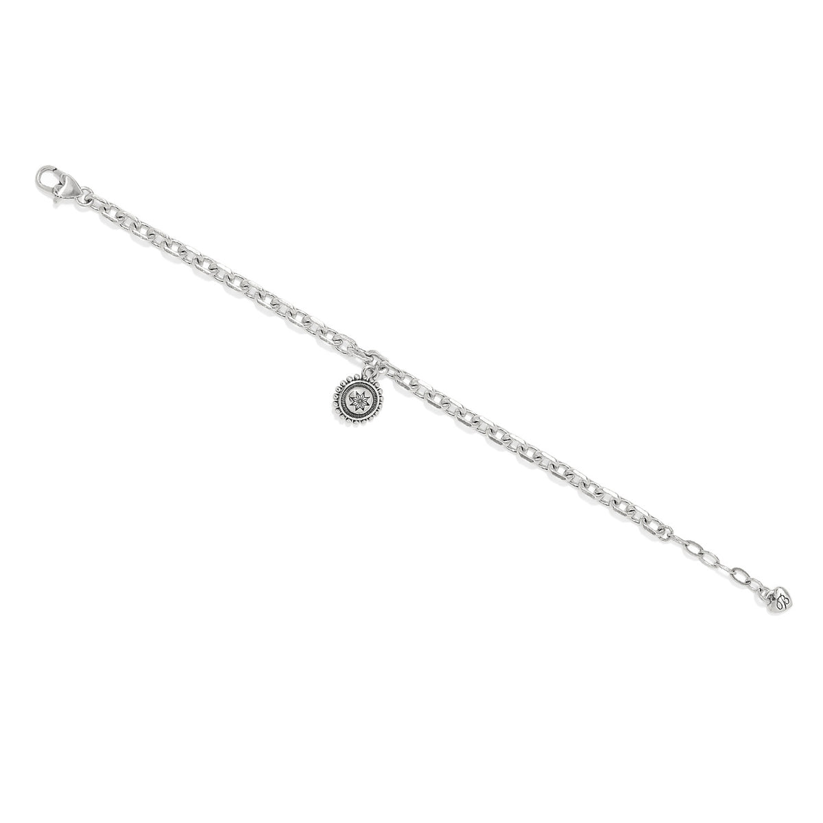 Silver plated adjustable chain bracelet with mosaic link detail