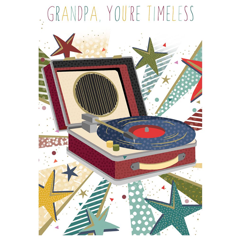 Sara Miller BD Grandfather foil balloon in a classic grandfather silhouette with celebratory text.