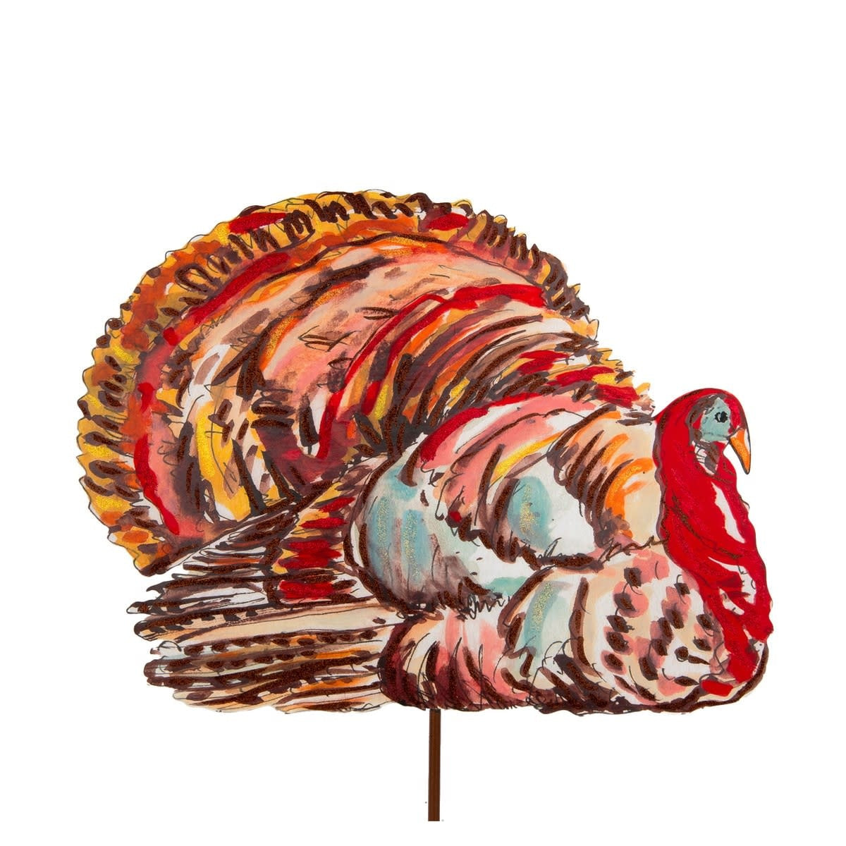 Traditional turkey fall decoration with matte finish in earthy tones.